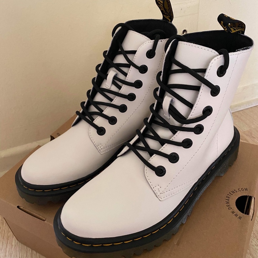 Dr. Martens Luana Leather Combat Boot in white